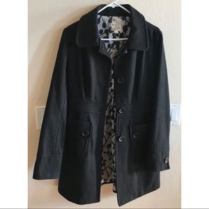 Black wool blend pea coat size Large